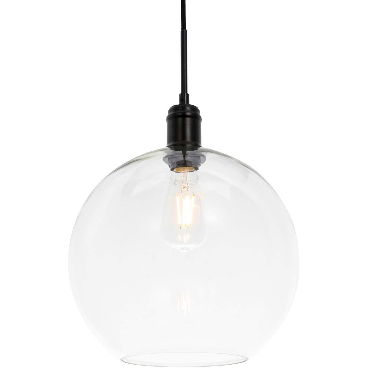 Living District Emett 1-Light Metal Pendant in Black and Clear Glass Finish