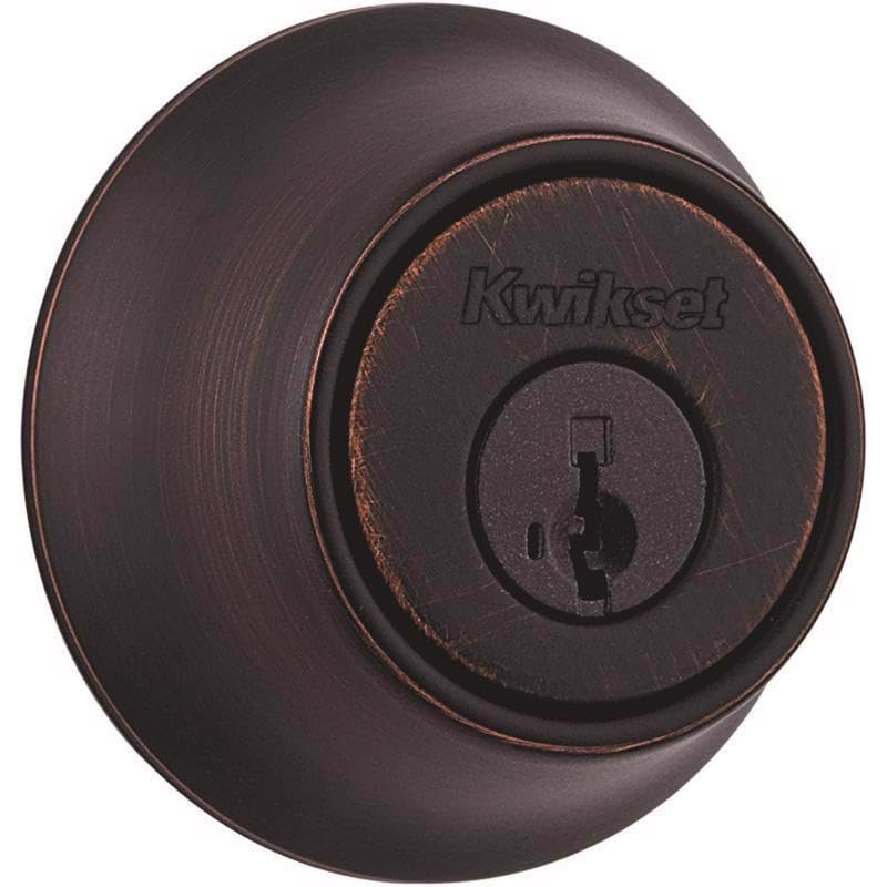 Kwikset SmartKey Security Classic Venetian Bronze Entry Knob and Single Cylinder Deadbolt KW1 2-3/4