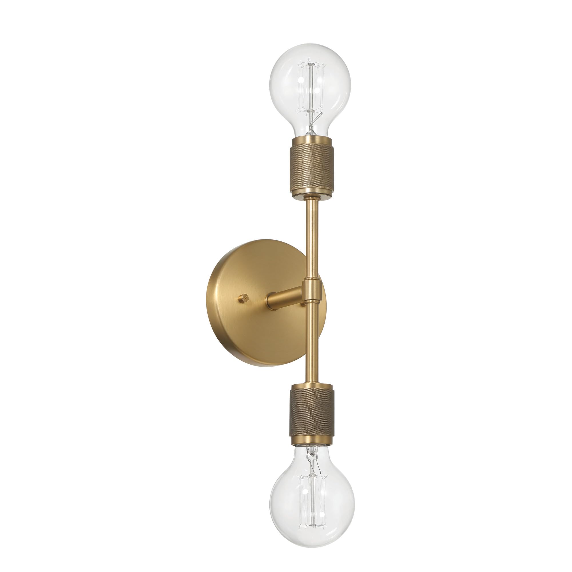 Robert Stevenson Lighting Maxim - Modern Minimalist Metal Exposed 2-Bulb Wall Sconce, Gold