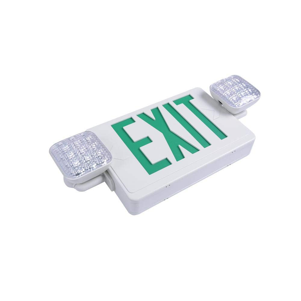 Commercial Electric Combo 14-Watt with NICAD 9.6-Volt Battery White Integrated LED Exit Sign and Emergency Light