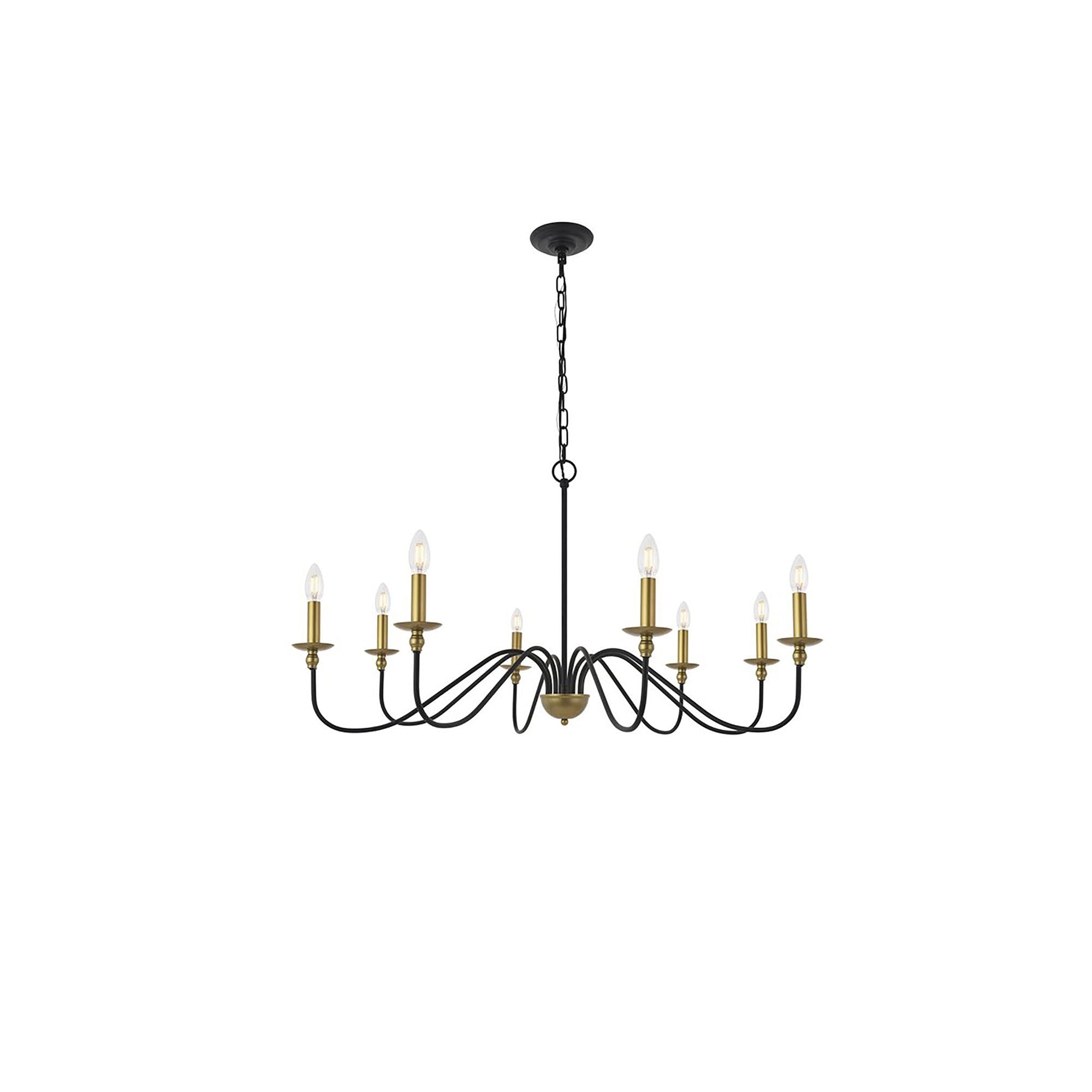 Living District Indoor Modern Home Decorative Bright Ceiling Rohan 8 Light Matte Black and Brass Pendant