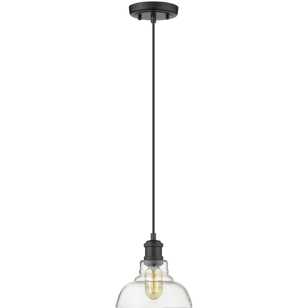 Golden Lighting 0305-S BLK-CLR Carver Mini Pendant, Black