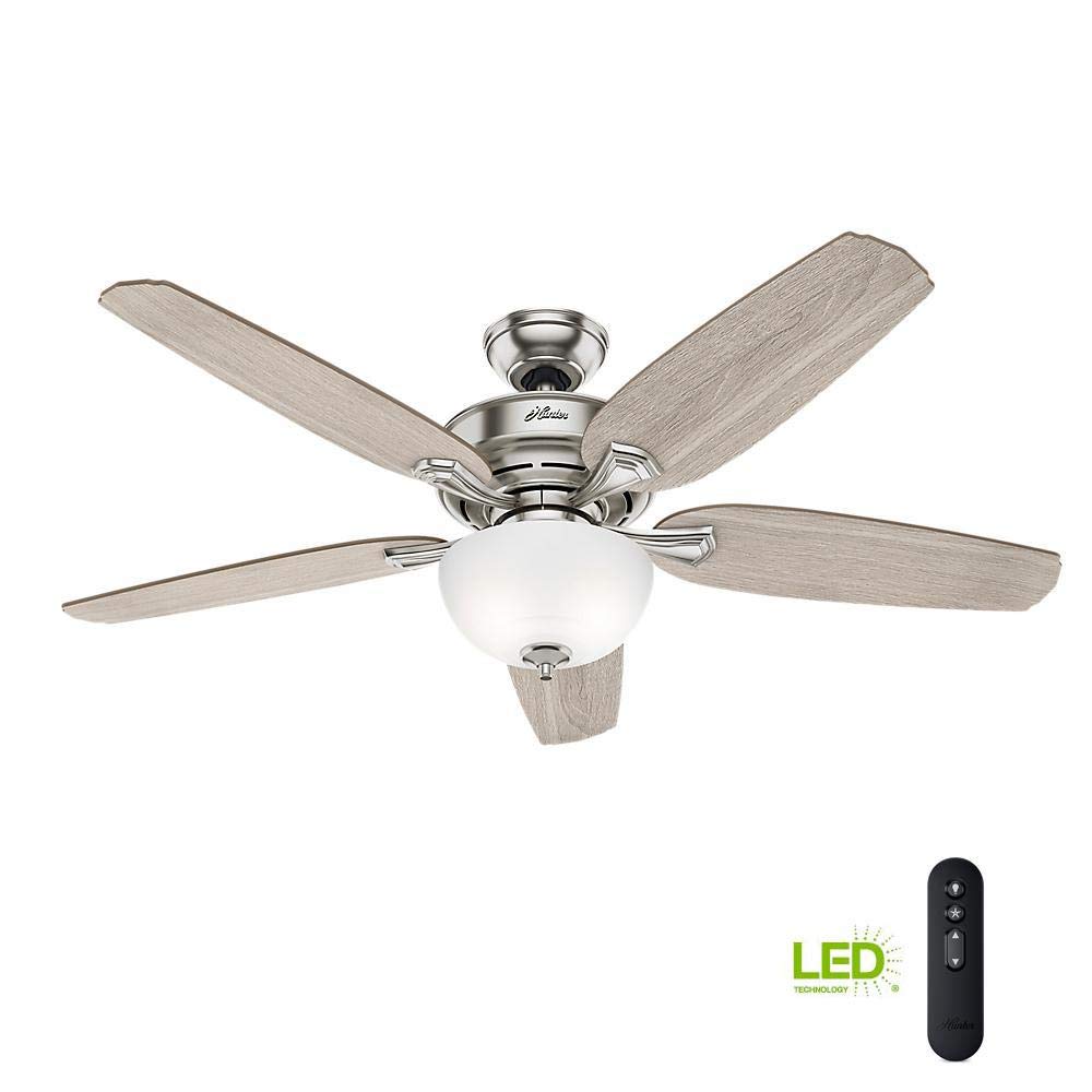 Channing 54 inch Hunter LED Indoor Easy Install Brushed Nickel Ceiling Fan with Hunter Express feature set