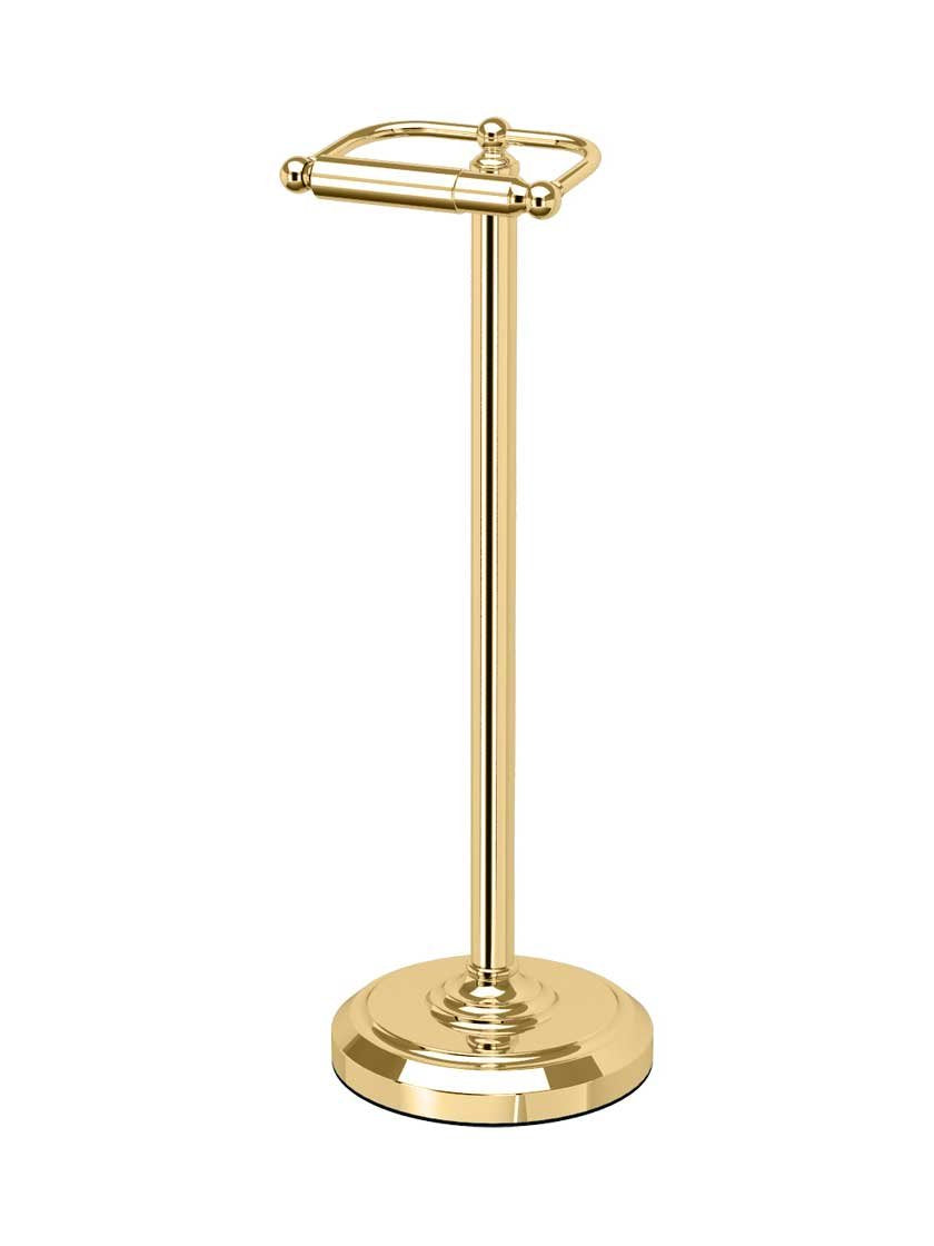 Gatco 1436 Bailey Freestanding Toilet Paper Holder in Polished Brass