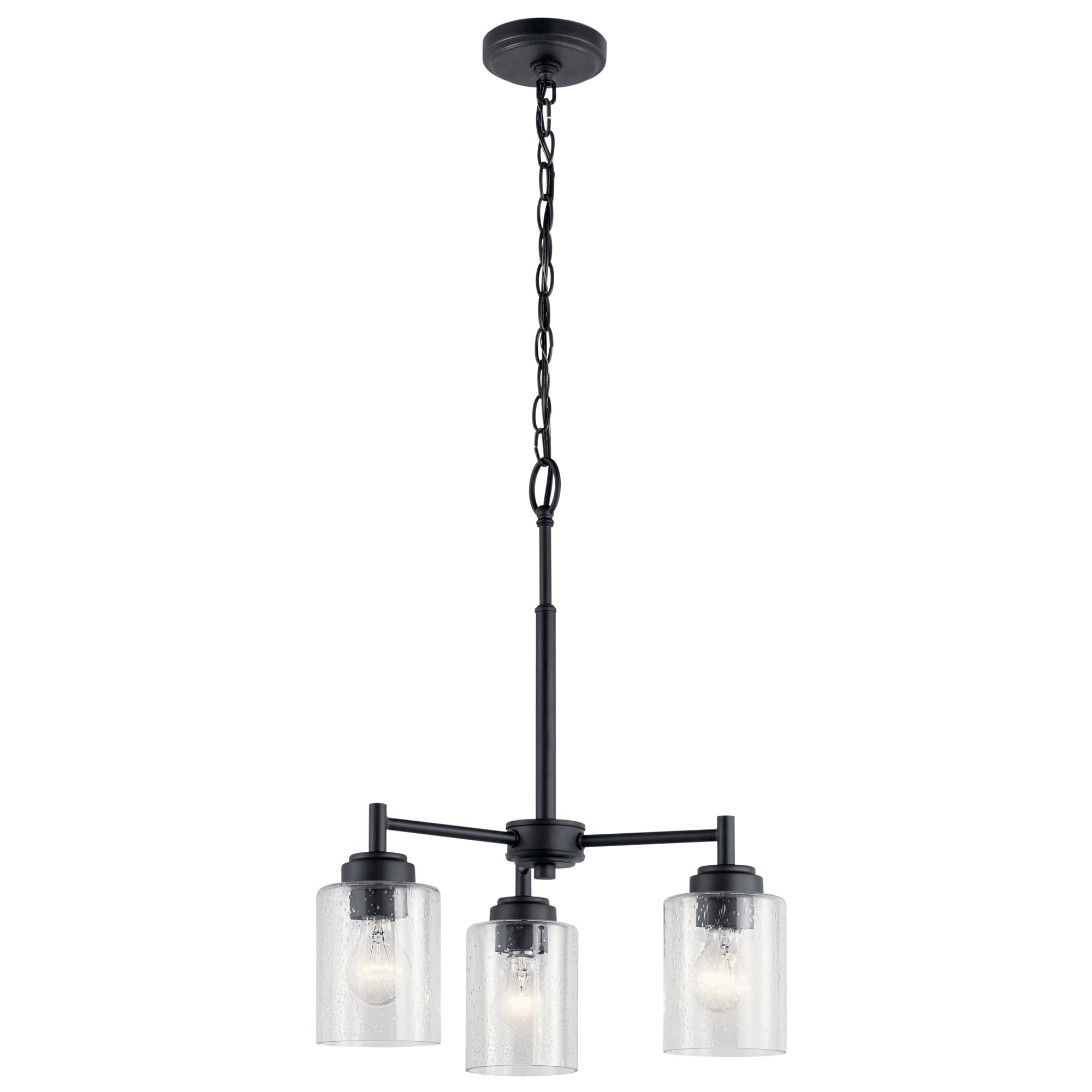 Kichler Winslow 3-Light Chandelier in Black, for Kitchen, Dining Room, Living Room and Foyers, (18" Dia x 15.5" H), 44029BK