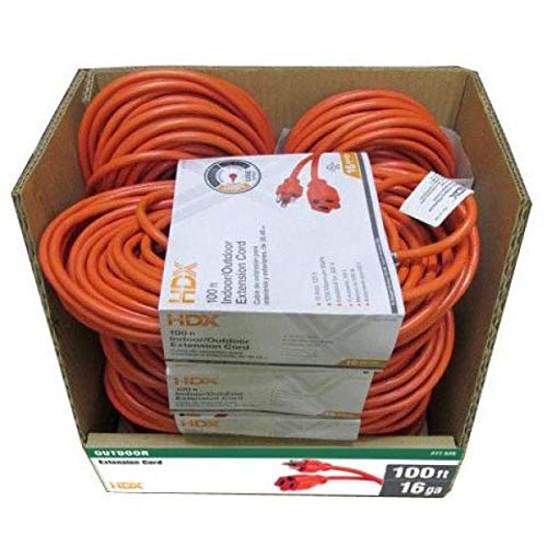 HDX 100 ft. 16/3 Indoor/Outdoor Extension Cord, Orange