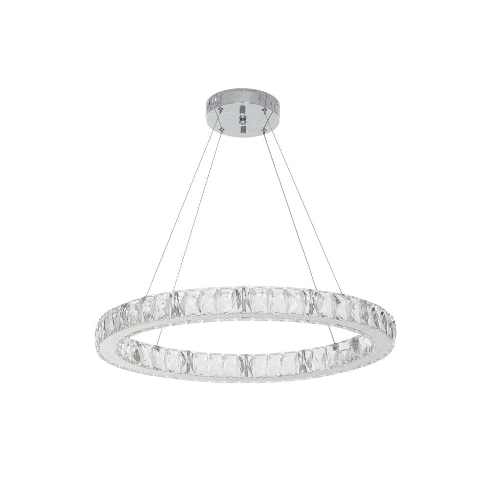 Alsy 26-Watt Chrome Integrated LED Pendant with Clear Crystals