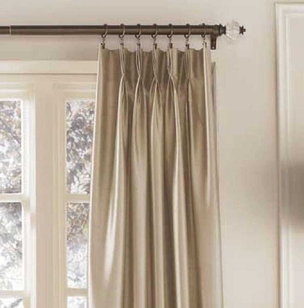 Curtainworks Marquee Faux Silk Pinch Pleat Curtain Panel, 30 by 95", Sand (Champagne Beige)