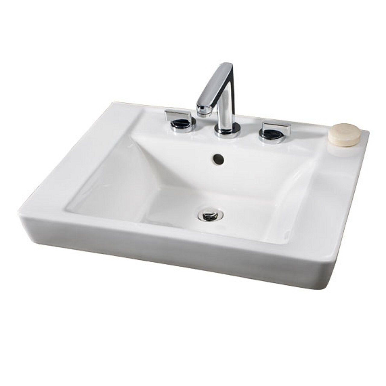 American Standard 641001.222 Boulevard Ceramic Pedestal Rectangular Bathroom sink, 24" L x 19" W x 7" H, Linen