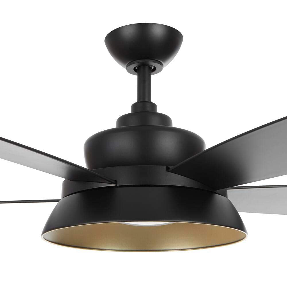 Kempston 52 in. Integrated LED Outdoor Matte Black Ceiling Fan with Light Kit and Remote Control