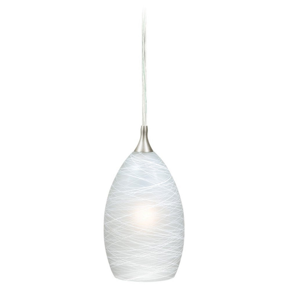 VAXCEL Milano Satin Nickel Mini Pendant Ceiling Light White Glass - Like New