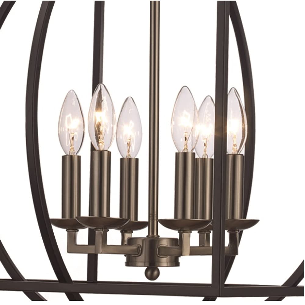 Trans Globe Lighting Chattanooga 6-Light Square Candle Chandelier, Brushed Nickel/Black (11186 BN/BK)