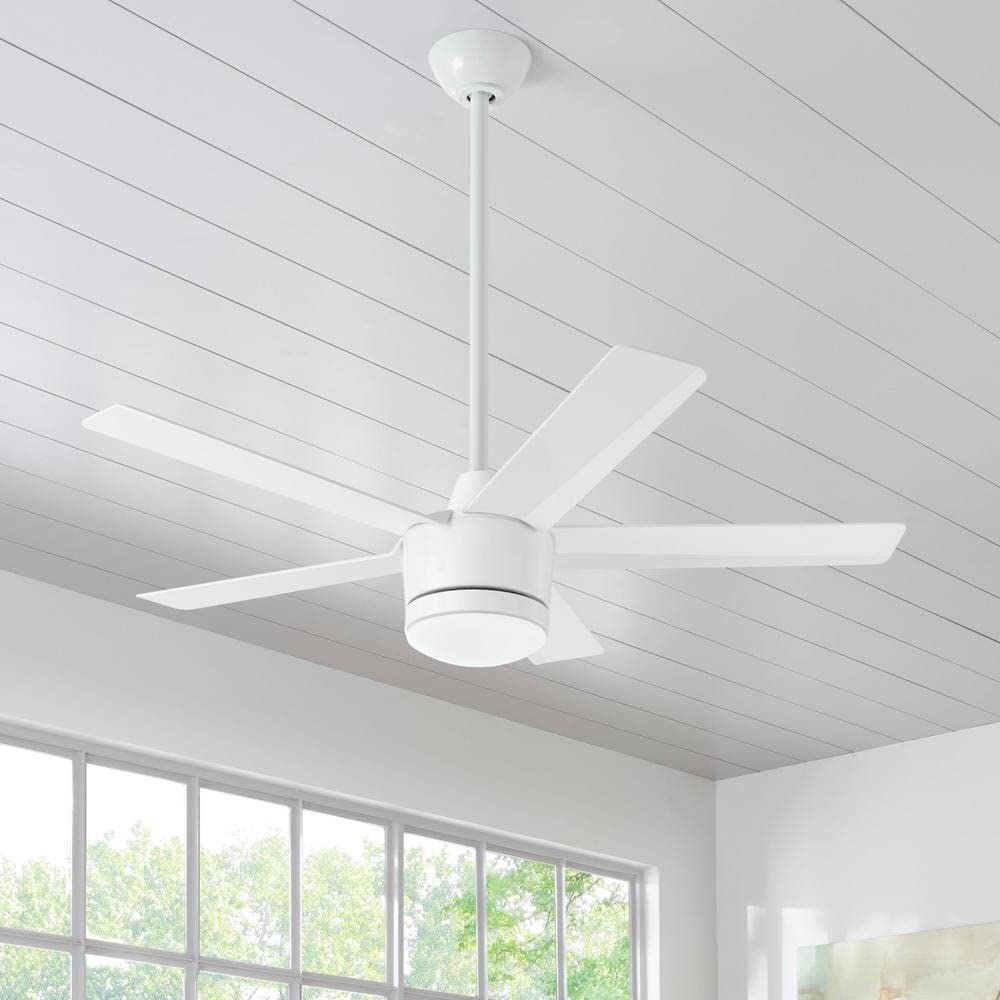 Merwry 48 in. Integrated LED Indoor White Ceiling Fan with Light Kit and Remote Control