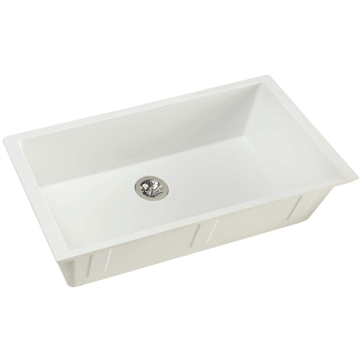 Elkay ELXRUP3620RT0 Quartz Luxe Ricotta Single Bowl Undermount Kitchen Sink with Perfect Drain