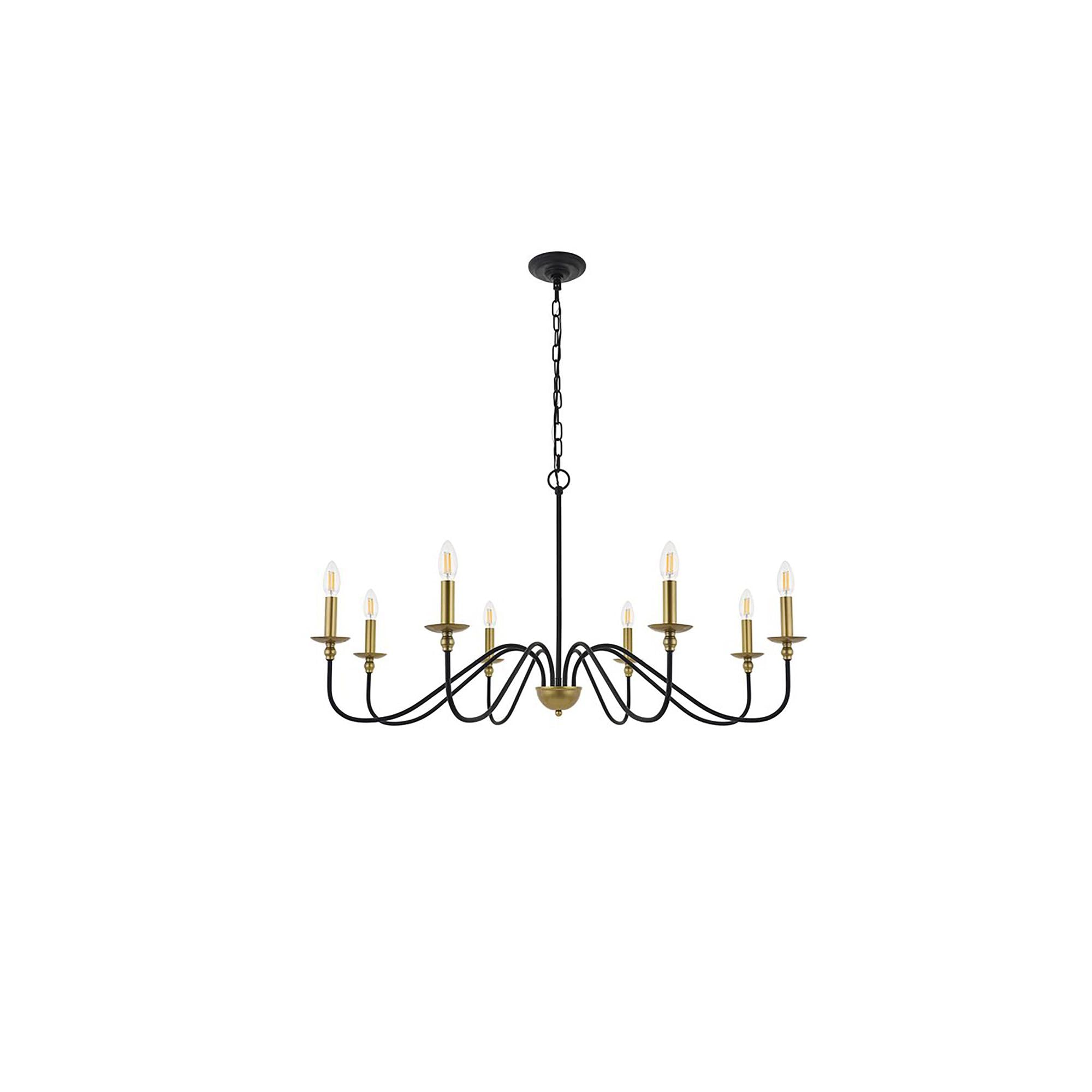 Living District Indoor Modern Home Decorative Bright Ceiling Rohan 8 Light Matte Black and Brass Pendant