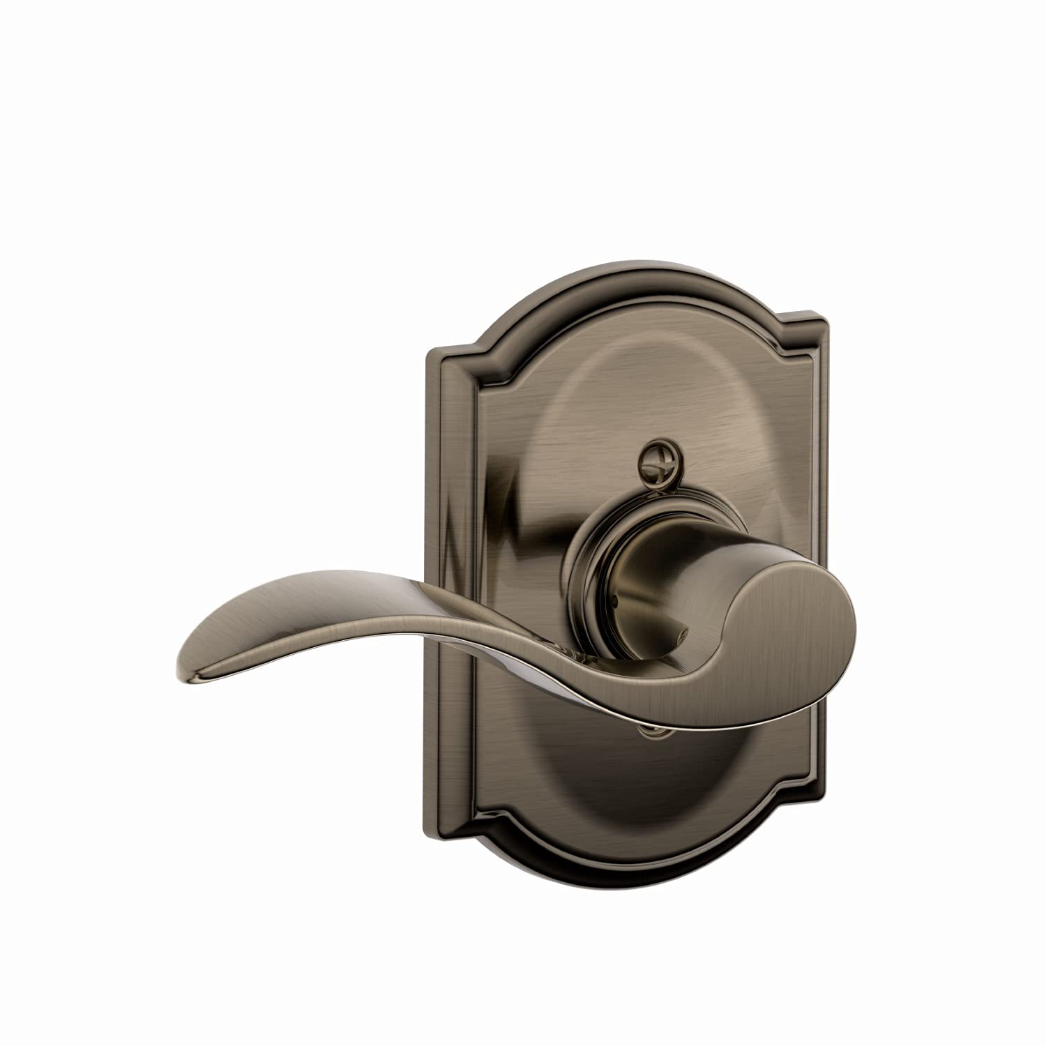 SCHLAGE Accent Lever with Camelot Trim Non-Turning Lock in Antique Pewter - Left Handed