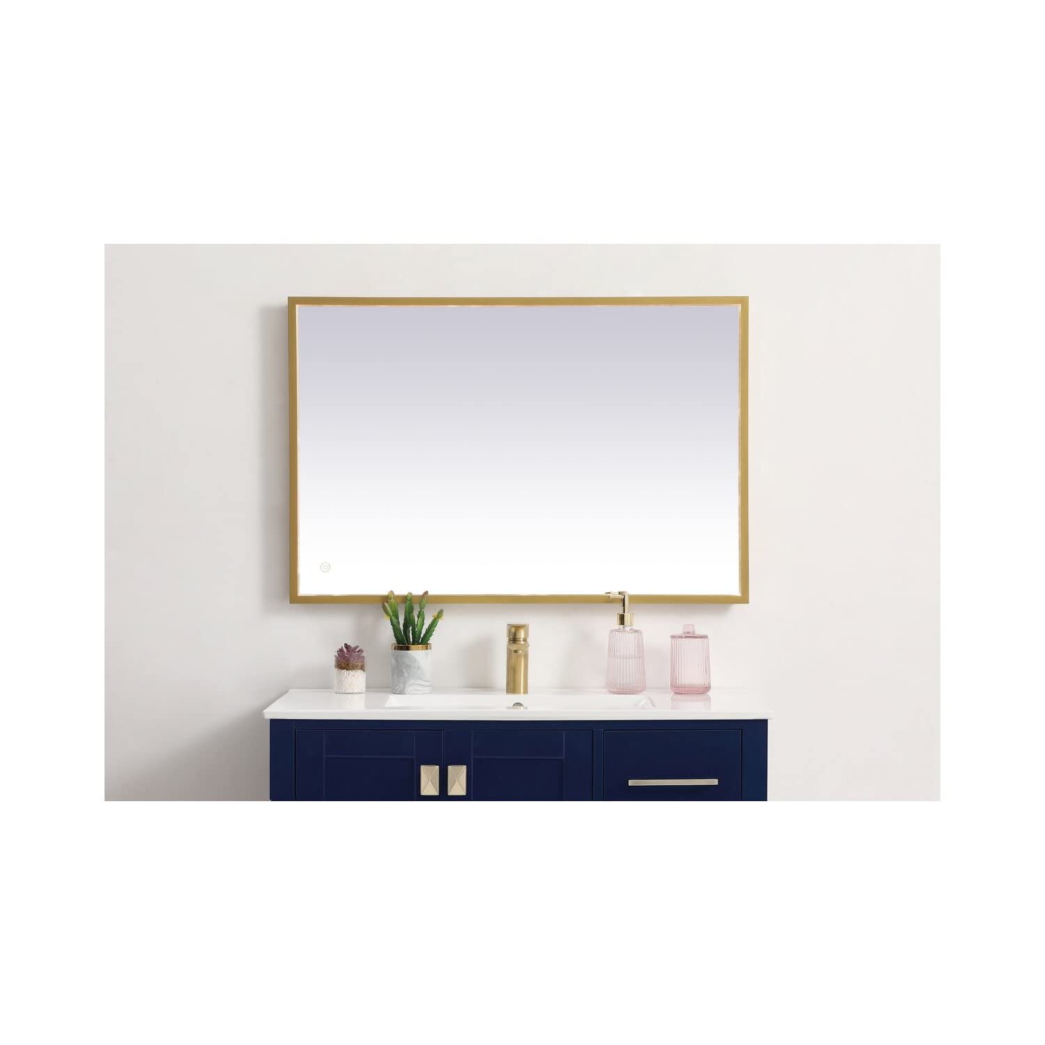 Elegant Decor Pier 20x40 inch LED Mirror with Adjustable Color Temperature 3000K/4200K/6400K in Brass