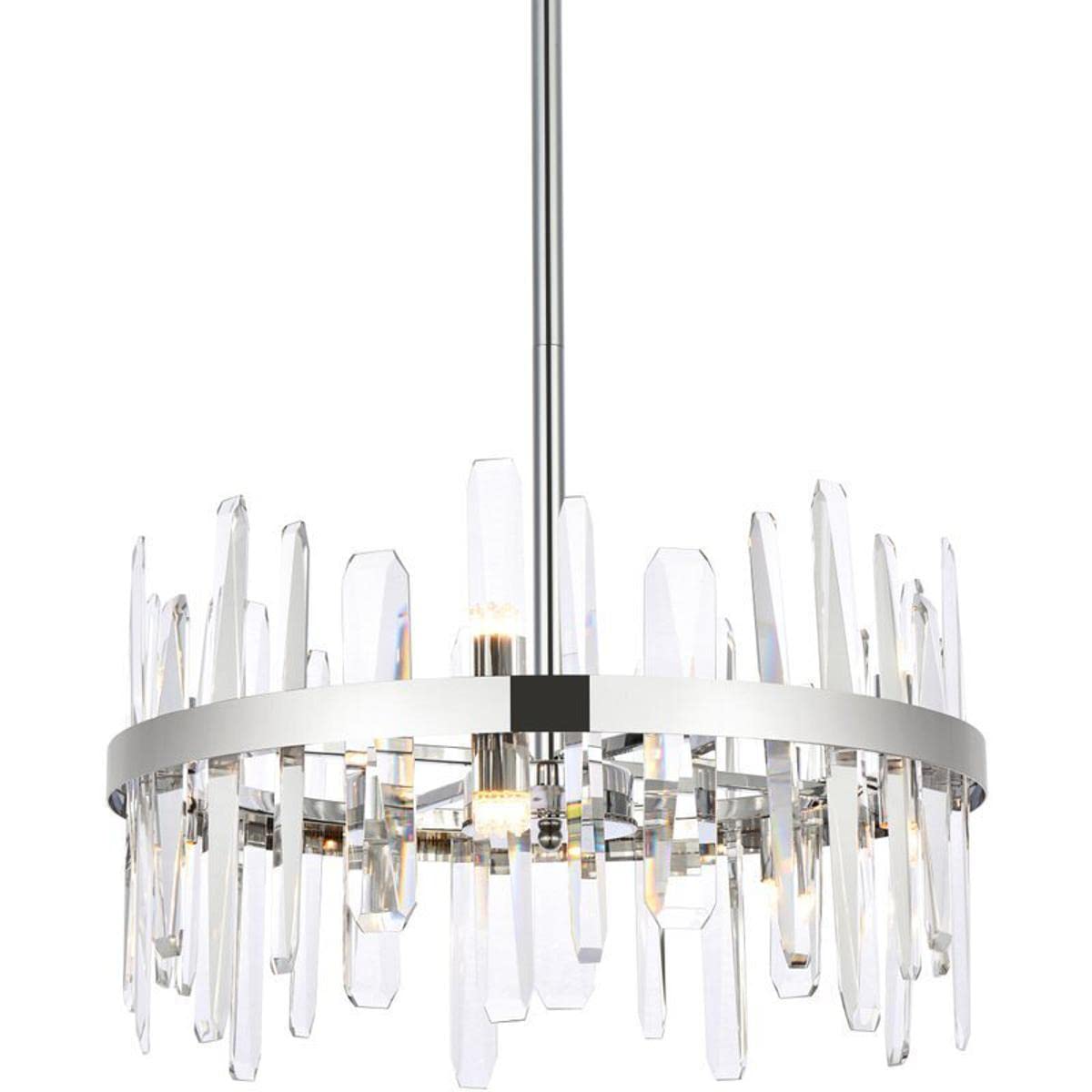 Elegant Lighting Modern Bright Home Decorative Serena 20 inch Crystal Round Pendant - Chrome