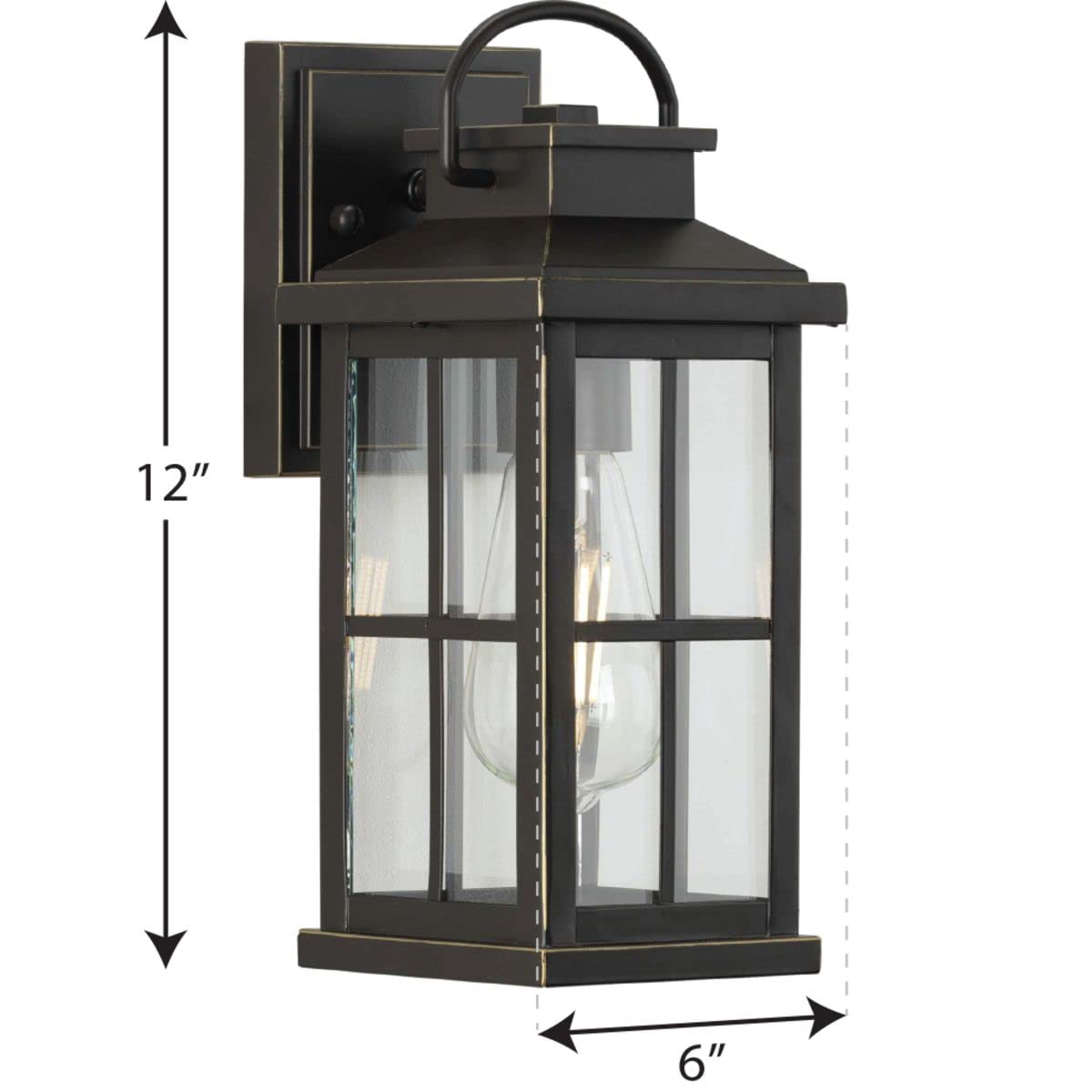 Progress Lighting Williamston Collection 1-Light Clear Glass Antique Bronze Farmhouse Outdoor Small Wall Lantern Light, 12.00x5.00x6.00