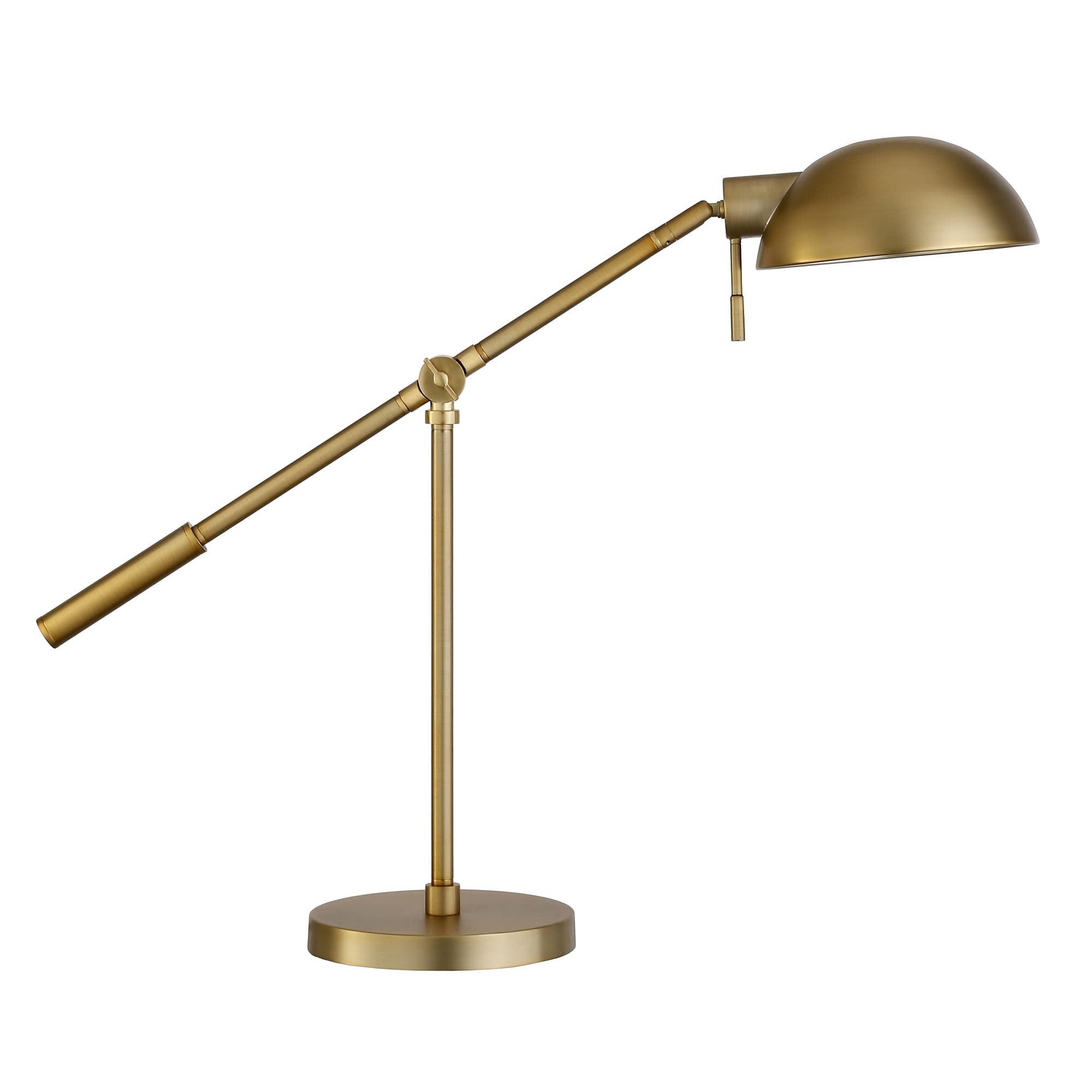 Dexter 23.25" Tall Boom Arm Table Lamp with Metal Shade in Brass/Brass