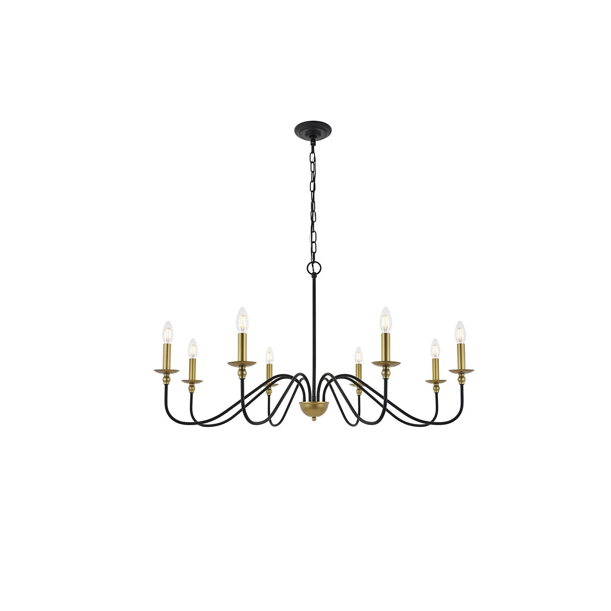 Living District Indoor Modern Home Decorative Bright Ceiling Rohan 8 Light Matte Black and Brass Pendant