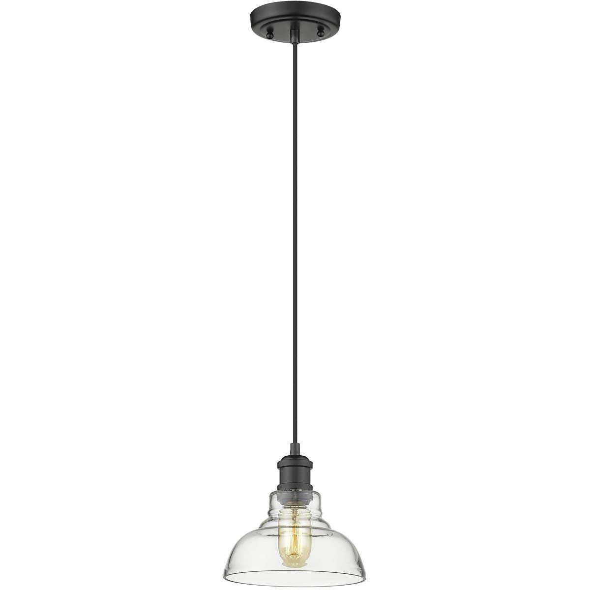 Golden Lighting 0305-S BLK-CLR Carver Mini Pendant, Black