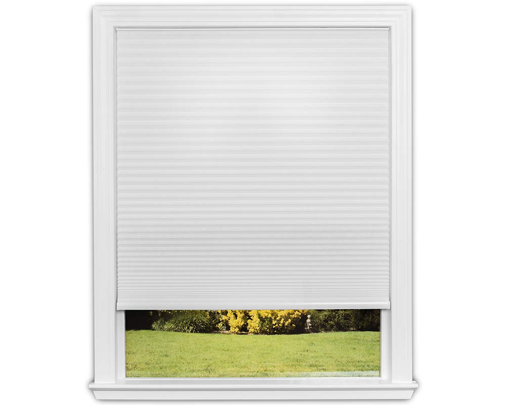 Redi Shade No Tools Easy Lift Trim-at-Home Cordless Cellular Light Filtering Fabric Shade White, 60 Inch x 64 Inch, (Fits windows 43 in - 60 in)