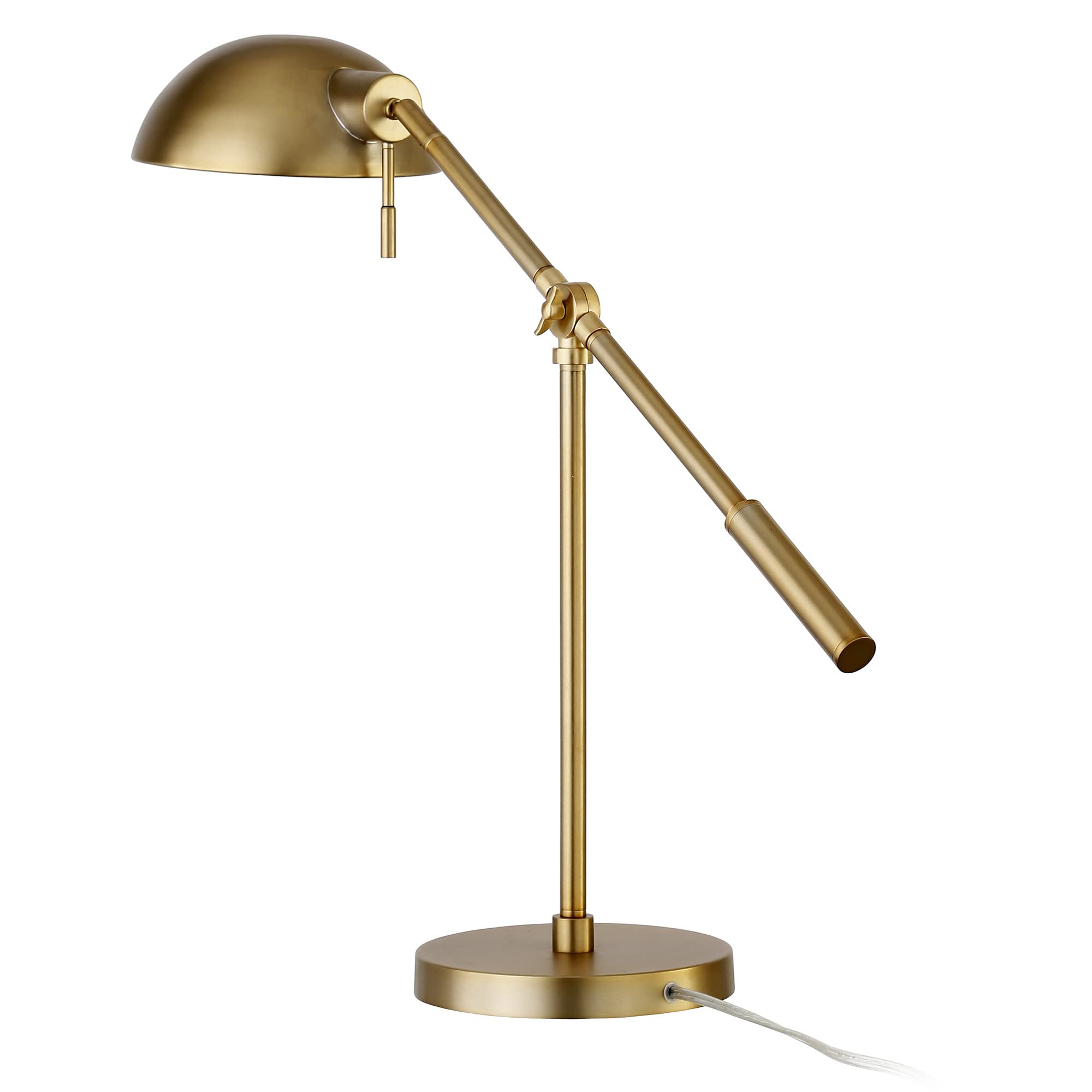 Dexter 23.25" Tall Boom Arm Table Lamp with Metal Shade in Brass/Brass