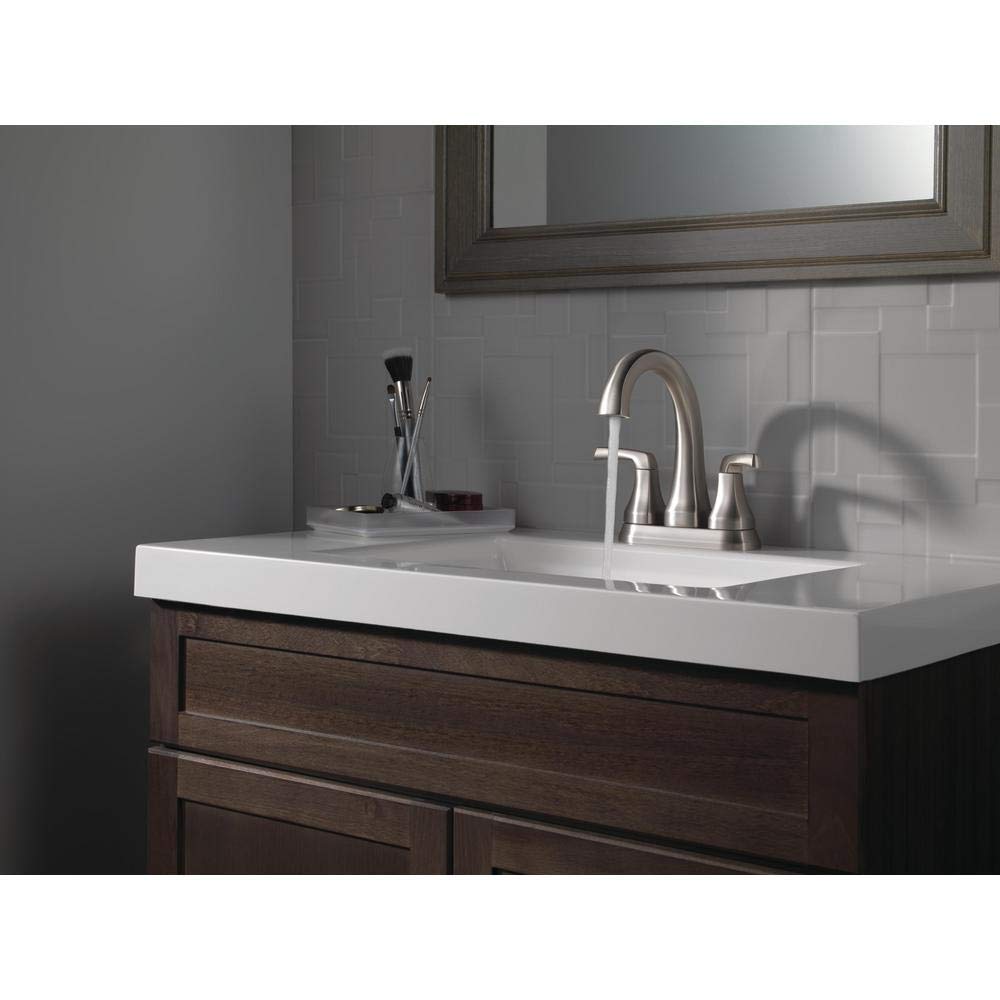 Delta 25770LF-SP Portwood 4 in. Centerset 2-Handle Bathroom Faucet in SpotShield Brushed Nickel