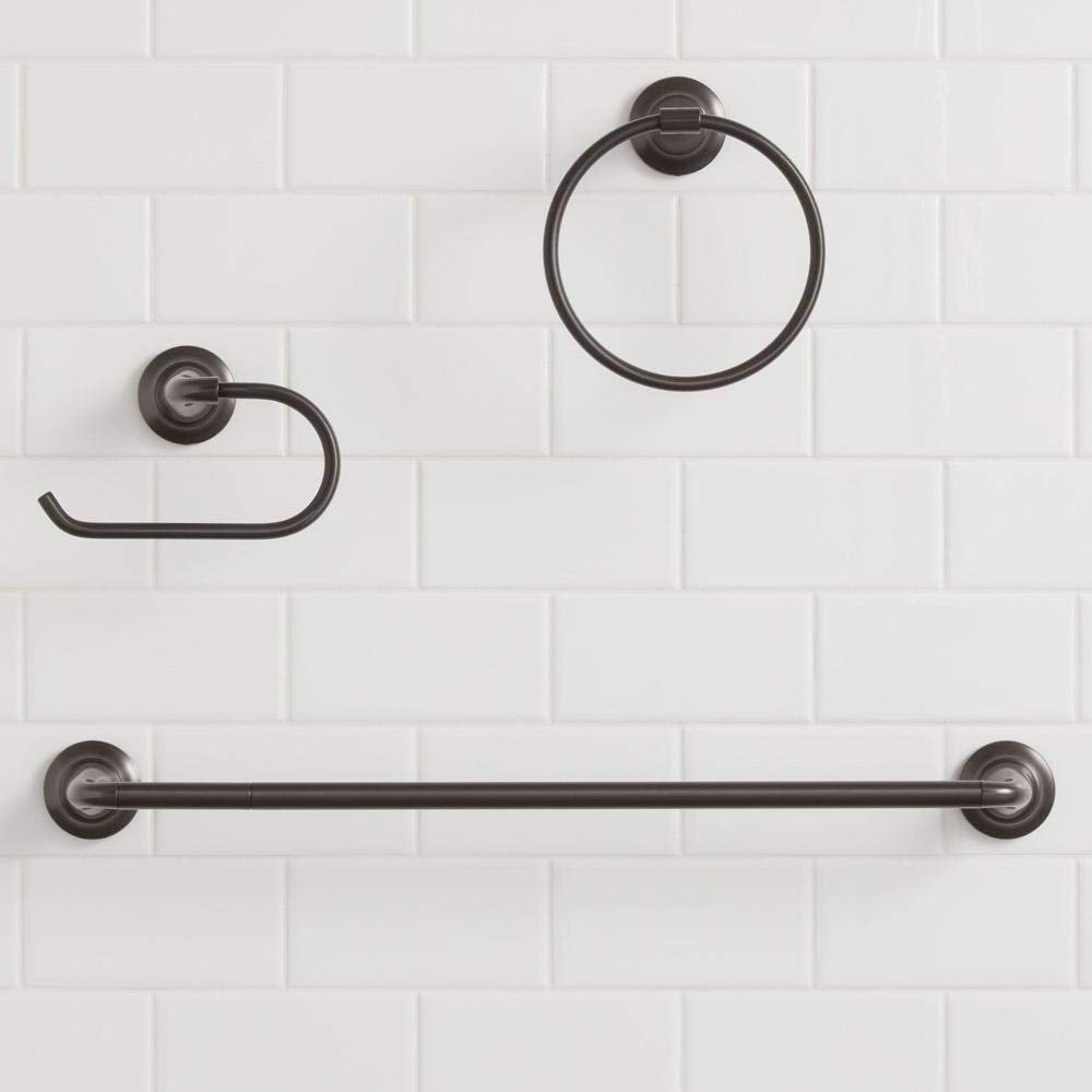 Glacier Bay Constructor 3-Piece Bath Hardware Set with Expandable Towel Bar, Towel Ring, and Toilet Paper Holder in Bronze