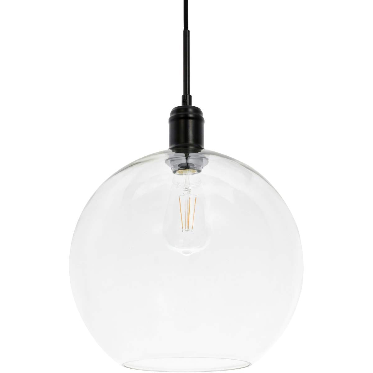 Living District Emett 1-Light Metal Pendant in Black and Clear Glass Finish