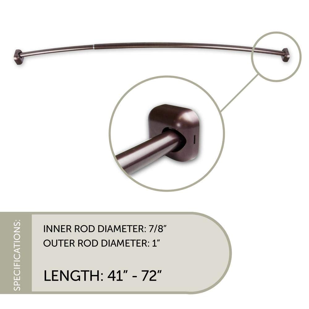 Rod Desyne 1 inch Curved Shower 41"-72"-Bronze Single Curtain Rod Set