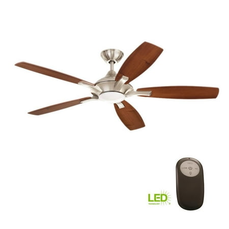 Home Decorators Petersford 52  LED Indoor Brushed Nickel Ceiling Fan - New