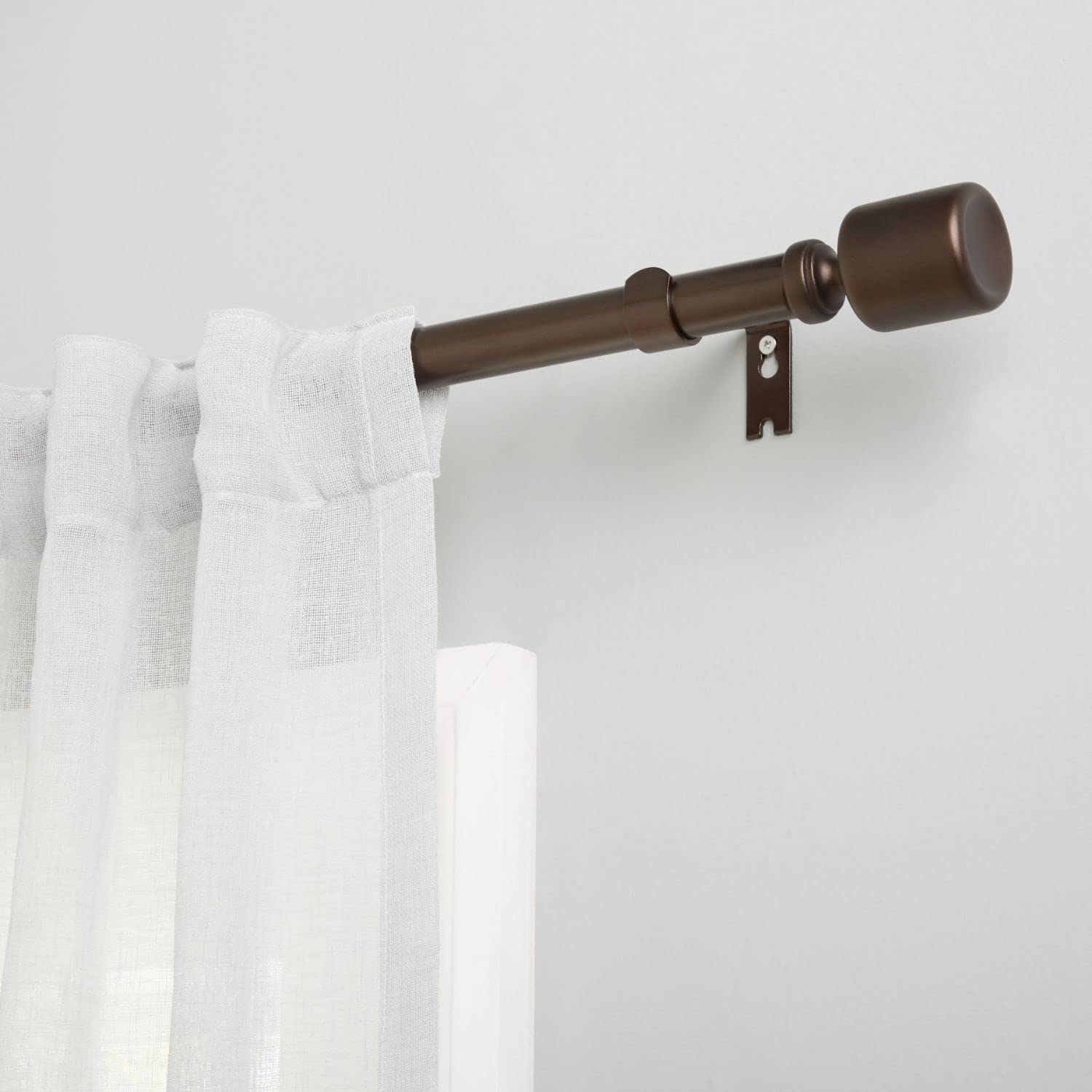 Exclusive Home Rino 1" Window Curtain Rod and Finial Set, Adjustable 66"-120", Oil Rubbed Bronze