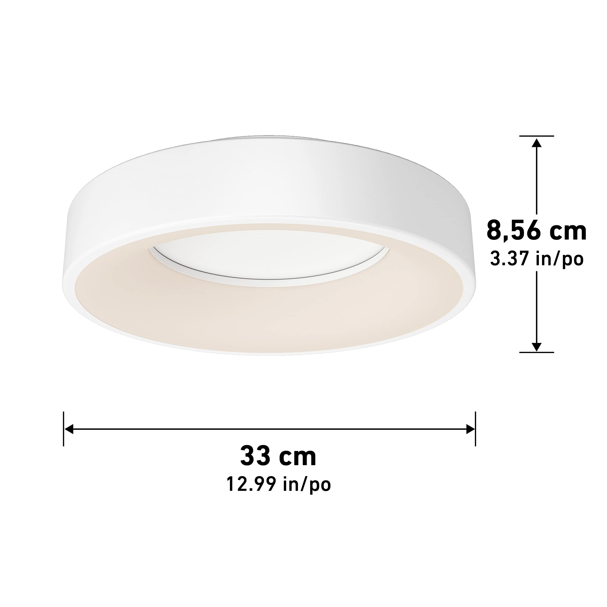 Artika Aiden 17W LED Drum Flush Mount Ceiling Light Fixture, White - 1200 Lumens, Tunable White Technology 2700-3000-3500-4000-5000 Kelvin, No Bulb Required