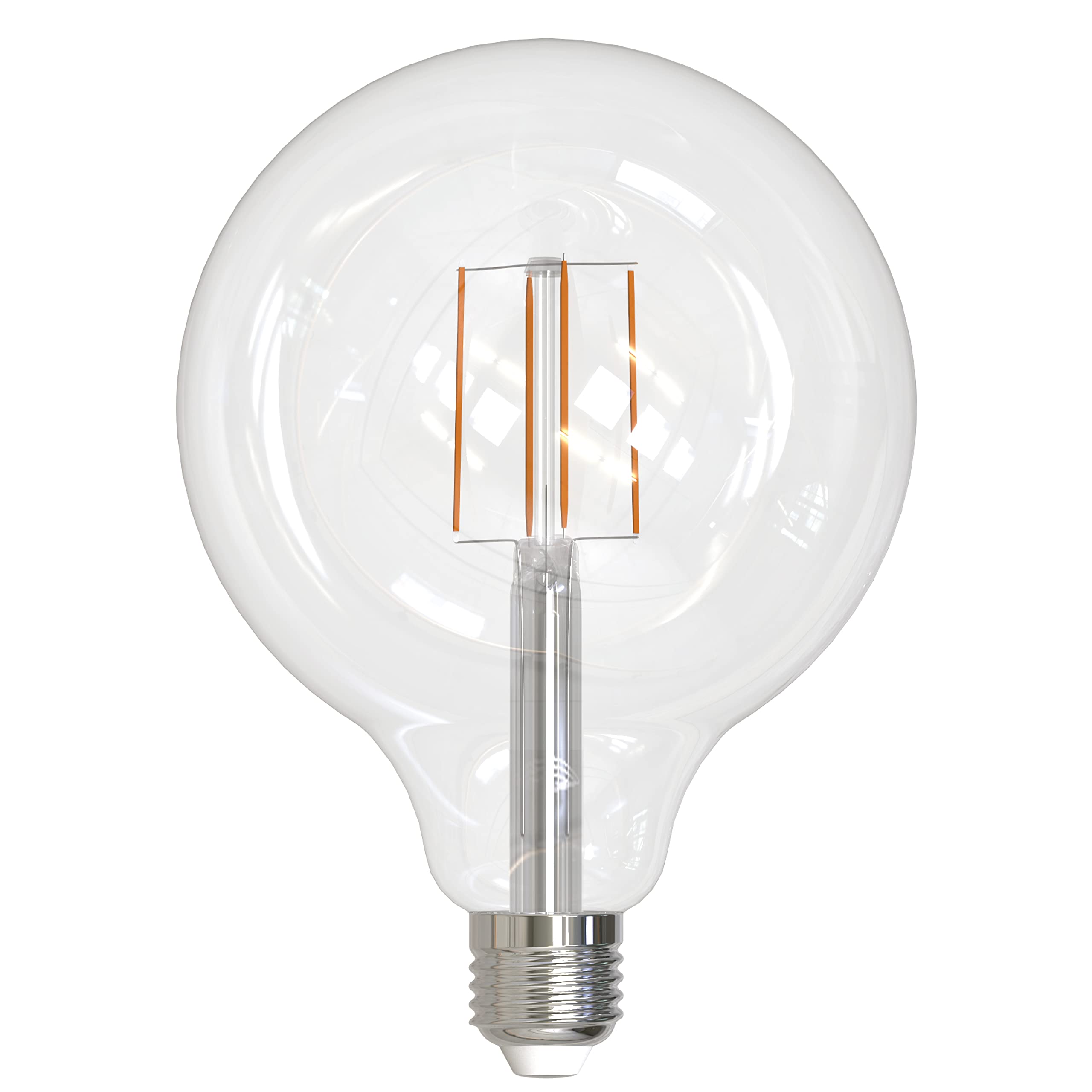 Bulbrite 776879, 8.5 Watt Filament LED Light Bulb, G40 Bulb Type, E26 Standard Base, 800 Lumens, 3000K Color Temperature (CCT), High CRI: 90, LED4B11/27K/FIL/E26/3