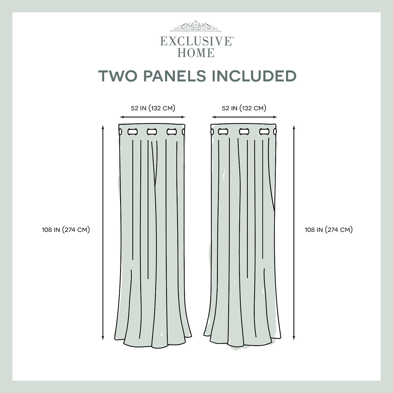 EXCLUSIVE HOME Sateen Twill Woven Room Darkening Blackout Grommet Top Curtain Panel Pair, 52"x108", Linen
