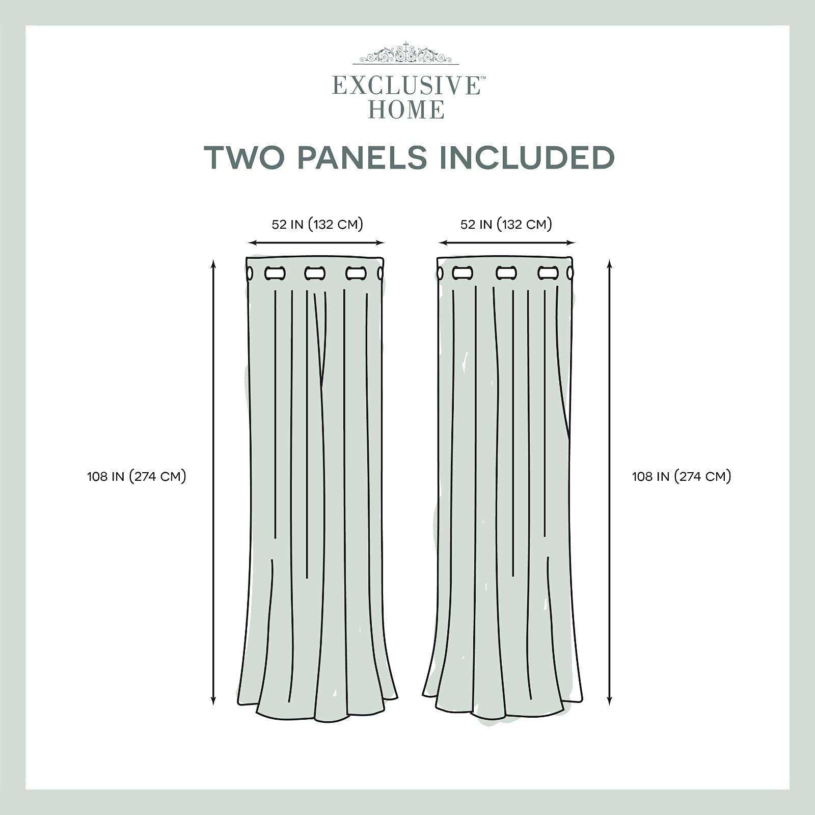 Exclusive Home Sateen Twill Woven Room Darkening Blackout Grommet Top Curtain Panel Pair, 52"x108", Linen, 2 Piece