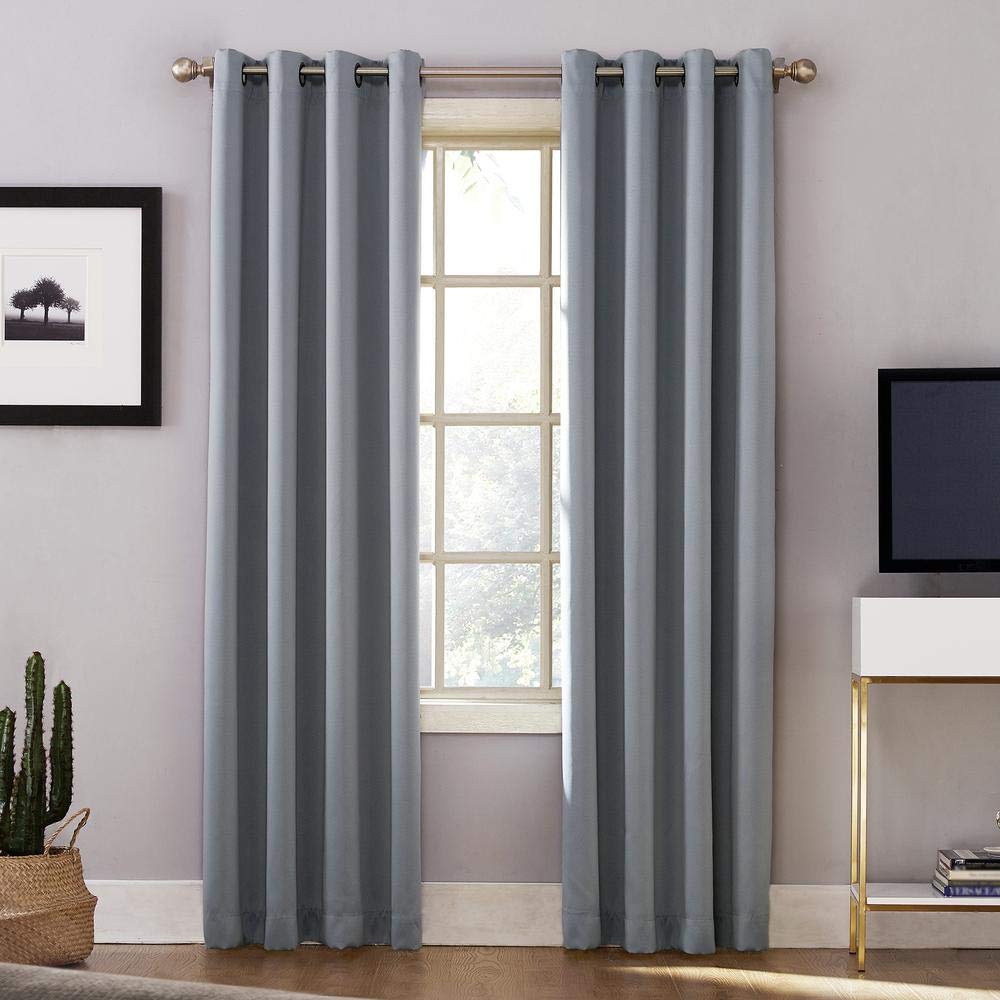 Sun Zero Nordic Theater Grade Extreme 100% Blackout Grommet Curtain Single Panel, 52" x 95", Haze