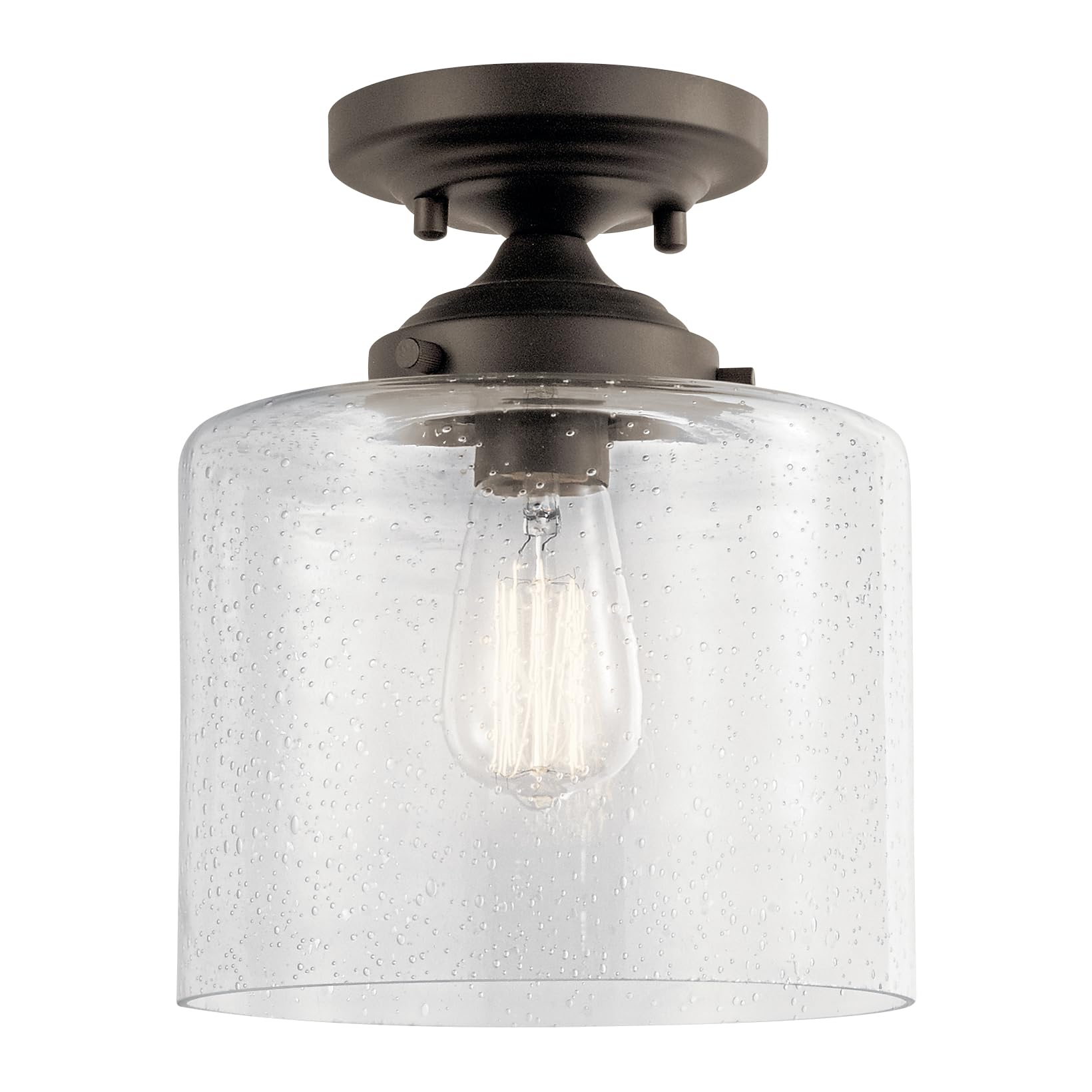 KICHLER Winslow 8.5" 1 Light Semi Flush with Clear Seeded Glass in Olde Bronze®