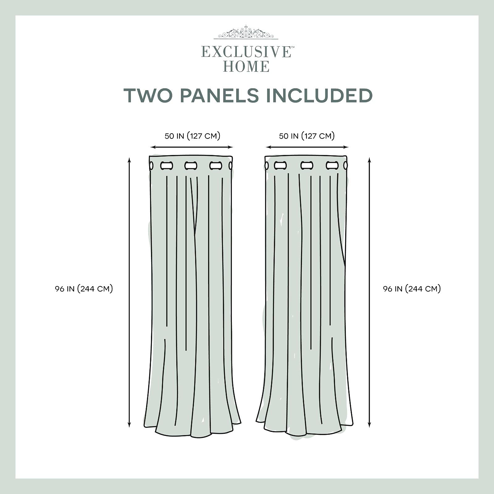 Exclusive Home Penny Sheer Embellished Stripe Grommet Top Curtain Panel Pair, 50"x96", Winter White