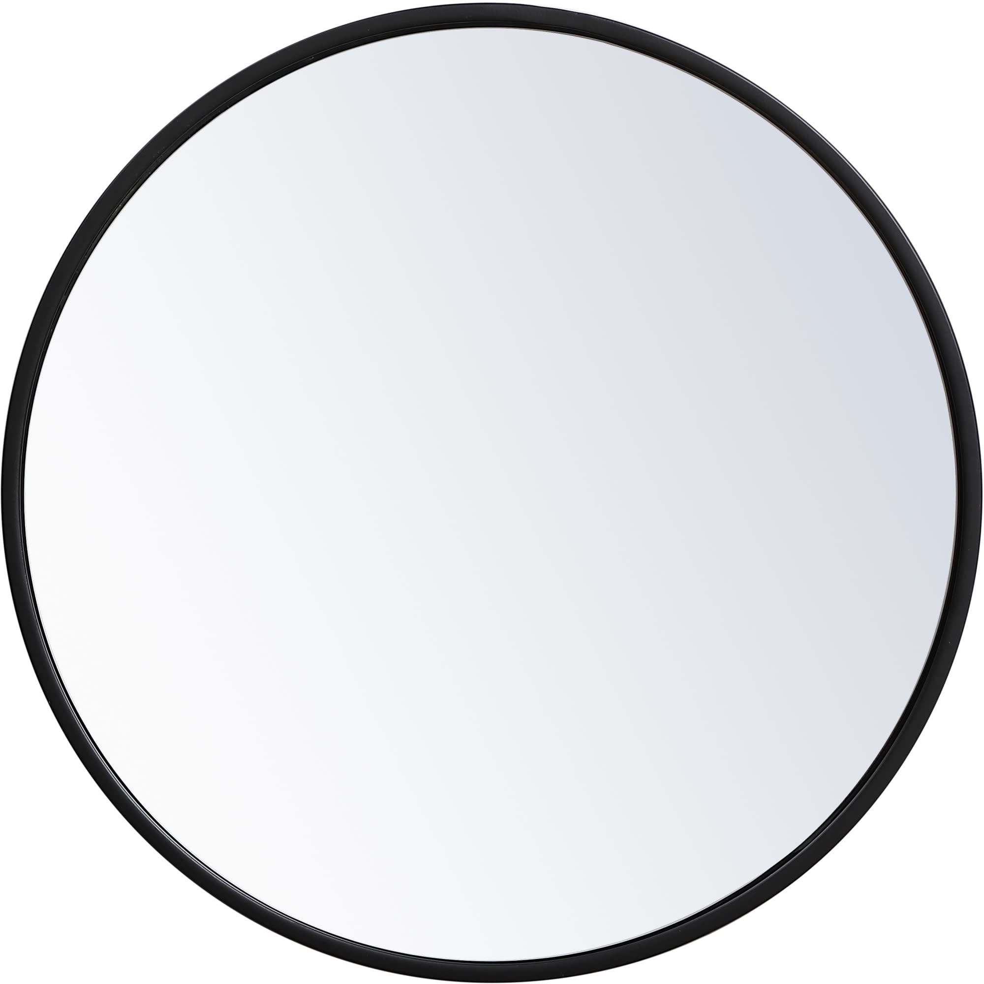 Elegant Decor Eternity Home Office Decorative Round Framed Wall Mirror, 18" L x 18" H - Black