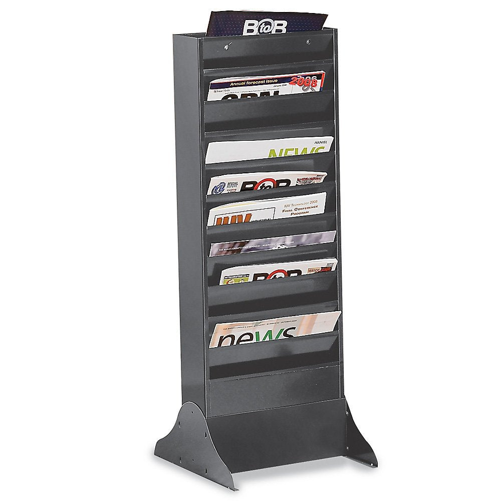 Durham 405-95 Gray Cold Rolled Steel 11 Large Pocket Literature Rack, 13-1/4" Width x 36" Height x 4-1/8" Depth