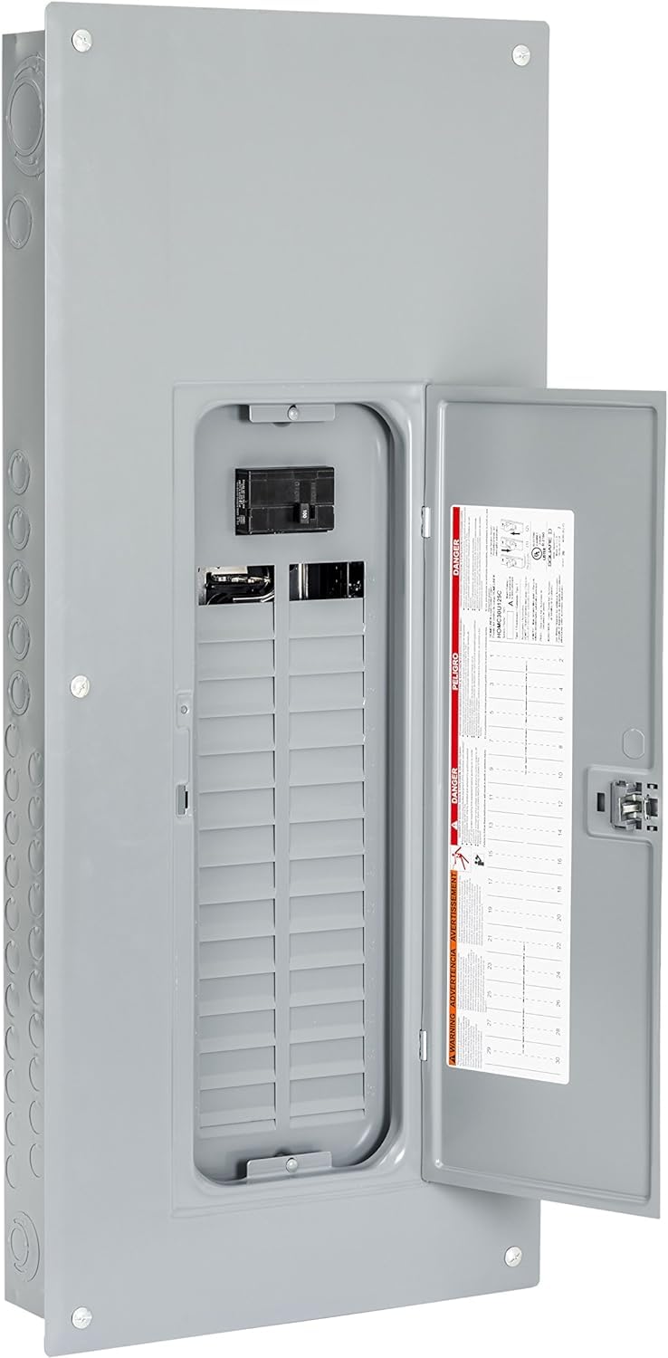 Square D - HOM3060M100PC Homeline Load Center with Cover, 100-Amp Convertible Main Breaker, 1-Phase, 30-Space, 60-Circuit, Indoor, Plug-on Neutral Ready