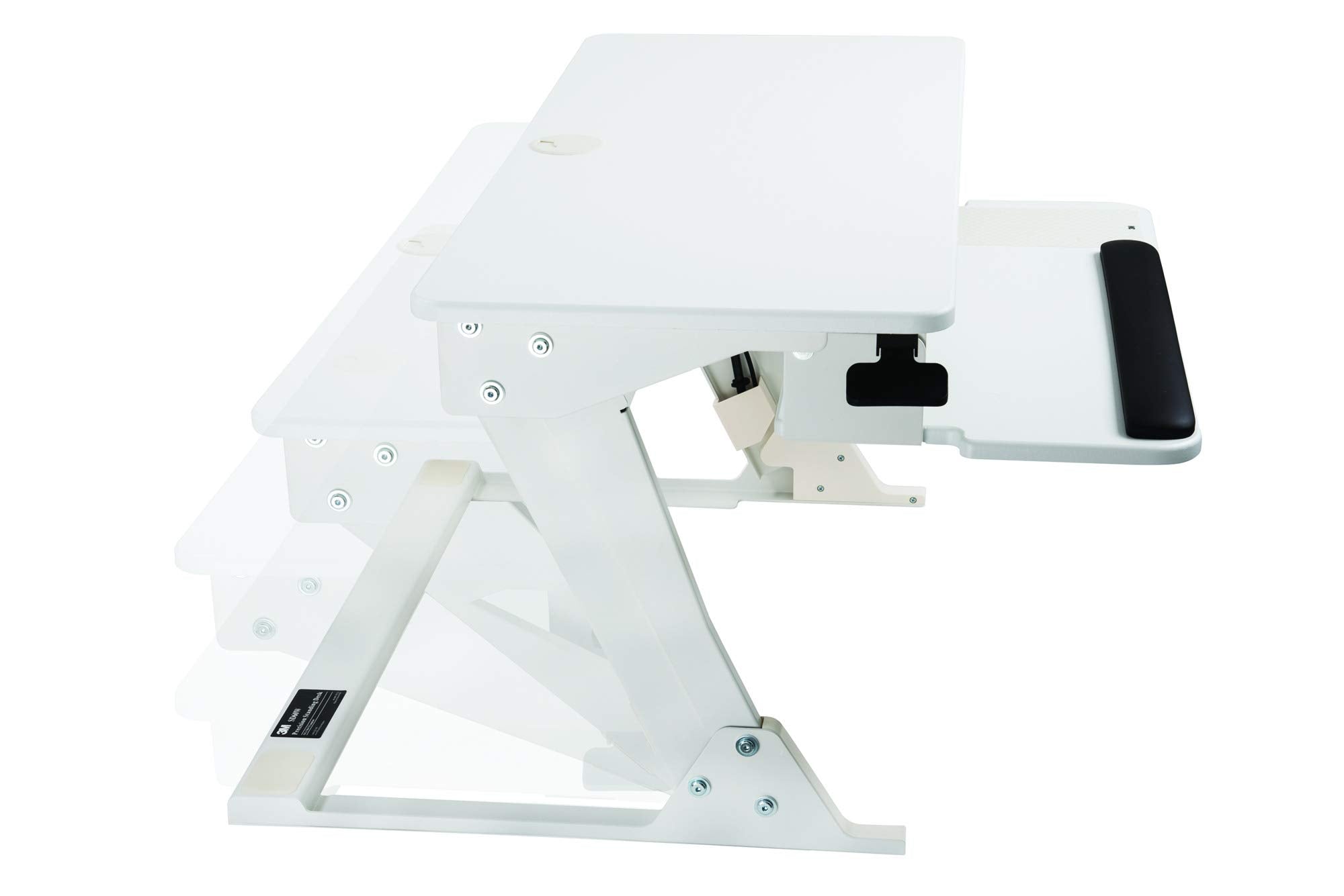 3M Precision Standing Desk, 35.4" x 23.2" x 6.2" to 20", White