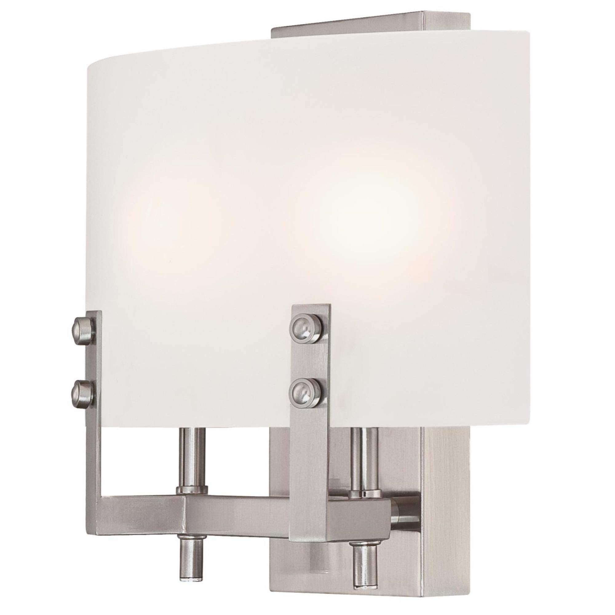 Westinghouse Lighting 6369600 Enzo James Two-Light Indoor Vanity Light Wall Fixture, Brushed Nickel Finish with Frosted Glass , White