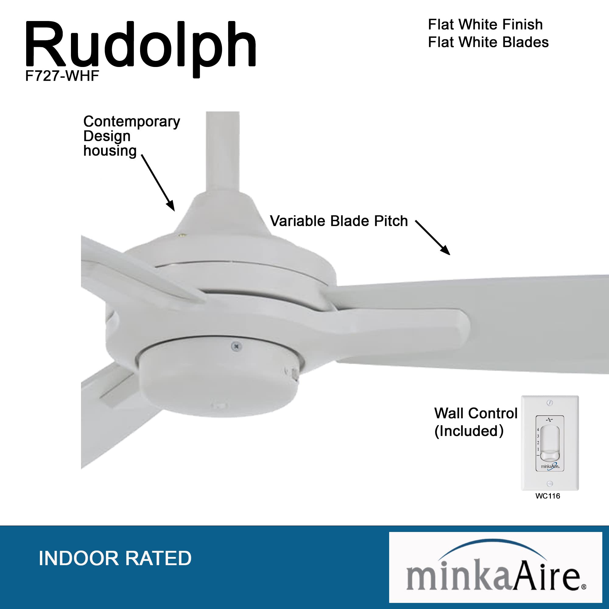 MINKA-AIRE F727-WHF Rudolph 52 Inch Ceiling Fan in Flat White Finish