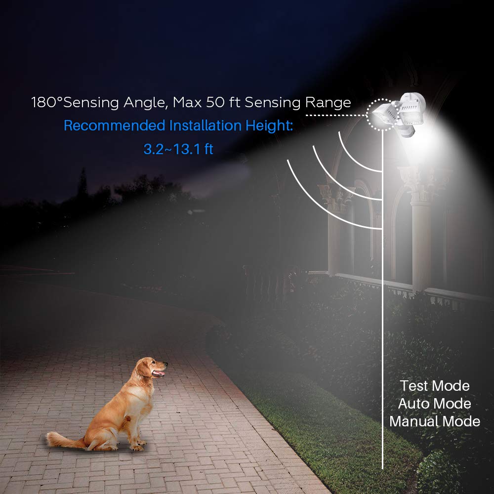 SANSI LED Security Motion Sensor Outdoor Lights, 30W (250W Incandescent Equivalent) 3400lm, 5000K Daylight, Waterproof Flood Light, ETL Listed, White