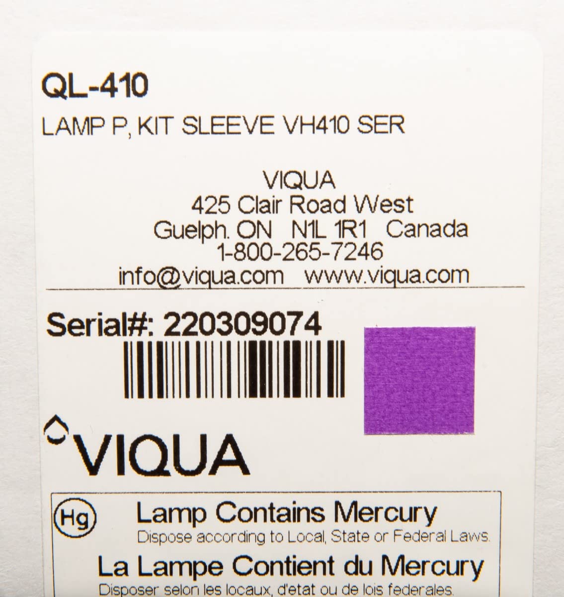 VIQUA QL-410 Lamp and Sleeve Bundle for VIQUA VH410 system