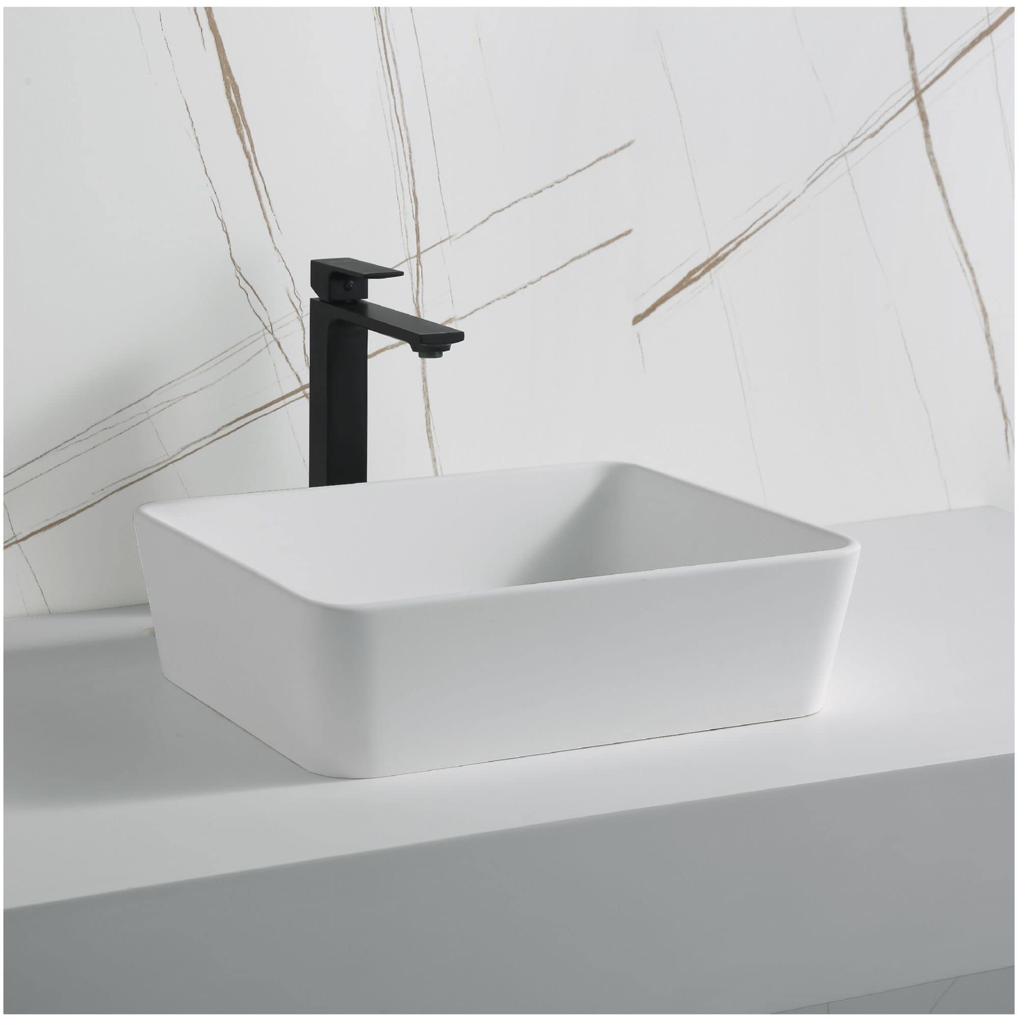 Karran Quattro QM172 Vibrant Matte White18 in. Rectangular Bathroom Vessel Sink